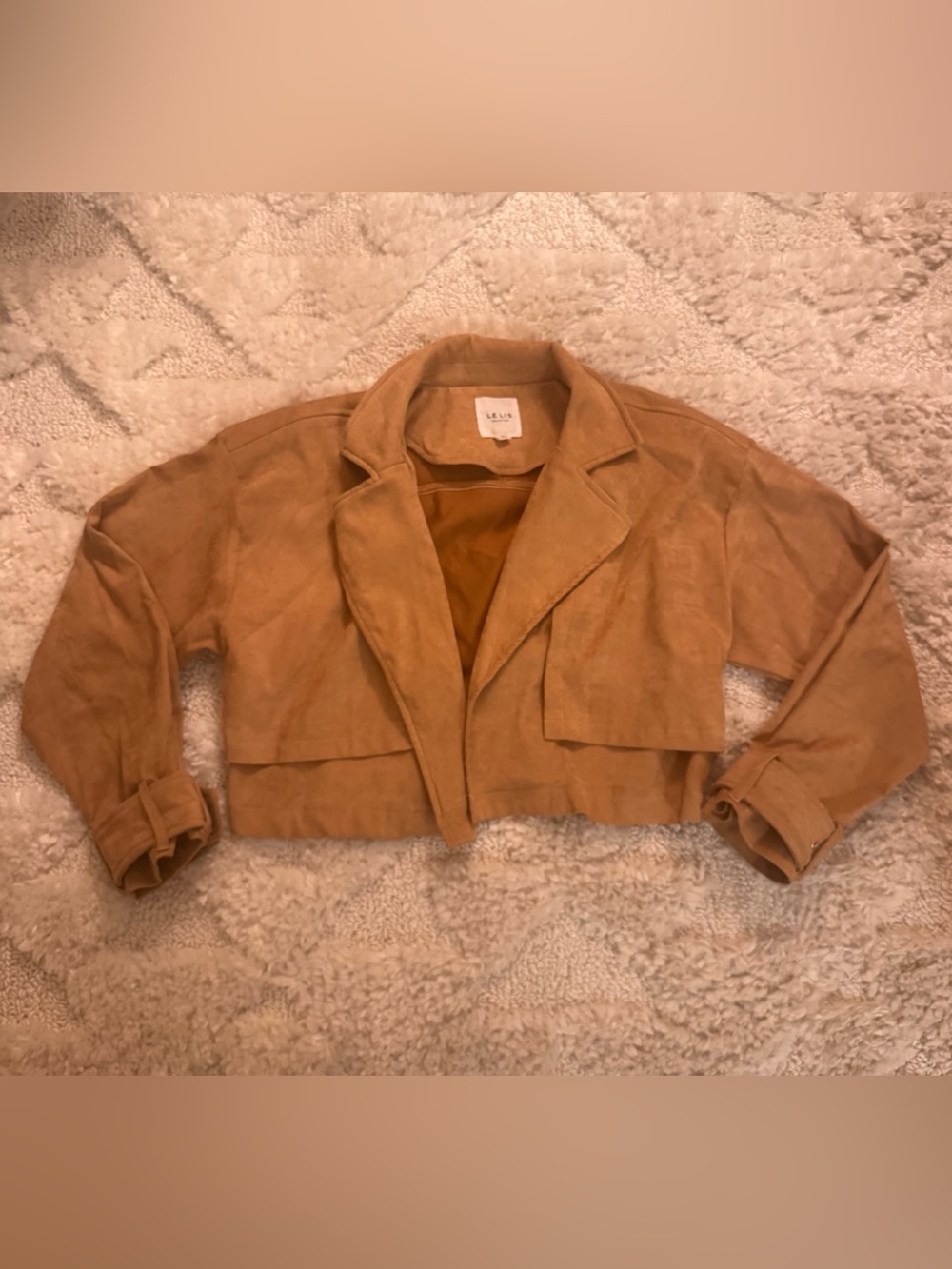 Le Lis Camel Cropped Faux Suede Jacket - Picture 1 of 5